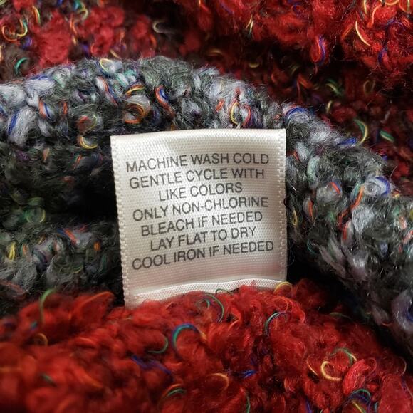 Christopher & Banks Womens Vintage Y2K Burgundy Gray Check Knit Sweater - Picture 12 of 12